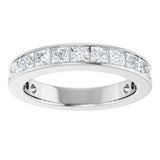 14K Gold Square Lab-Grown Diamond Channel-Set Anniversary Band – 3x3 mm Stones - White Gold - view 3