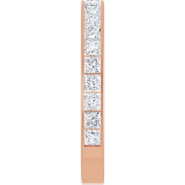 14K Gold Square Natural Diamond Channel-Set Anniversary Band – 3x3 mm Stones - Rose Gold - view 4