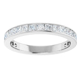 14K Gold Square Lab-Grown Diamond Channel-Set Anniversary Band – 3x3 mm Stones - White Gold - view 3
