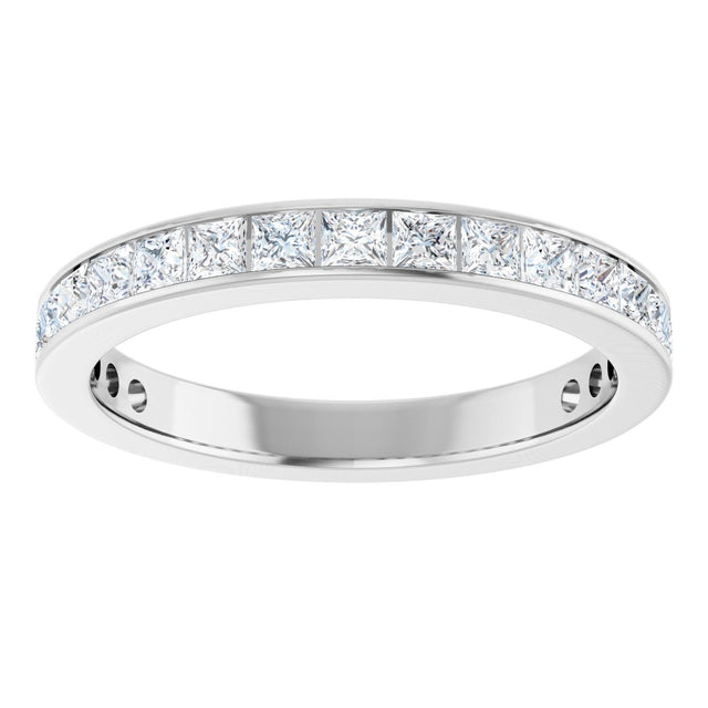 14K Gold Square Lab-Grown Diamond Channel-Set Anniversary Band – 3x3 mm Stones - White Gold - view 3