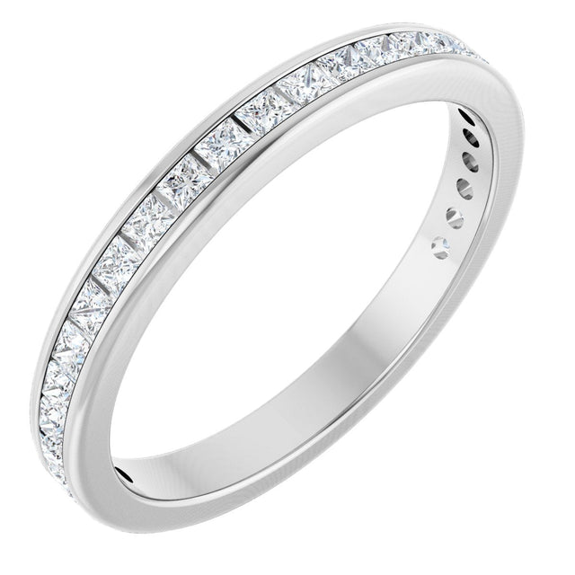 14K Gold Square Natural Diamond Channel-Set Anniversary Band – 1.5x1.5 mm Stones - White Gold