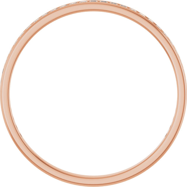 14K Gold Square Natural Diamond Channel-Set Anniversary Band – 1.5x1.5 mm Stones (3/4 CTW) - Rose Gold - view 2