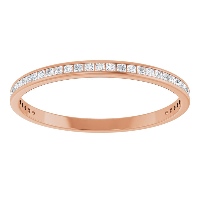 14K Gold Square Lab-Grown Diamond Channel-Set Anniversary Band – 1.5x1.5 mm Stones (3/4 CTW) - Rose Gold - view 3