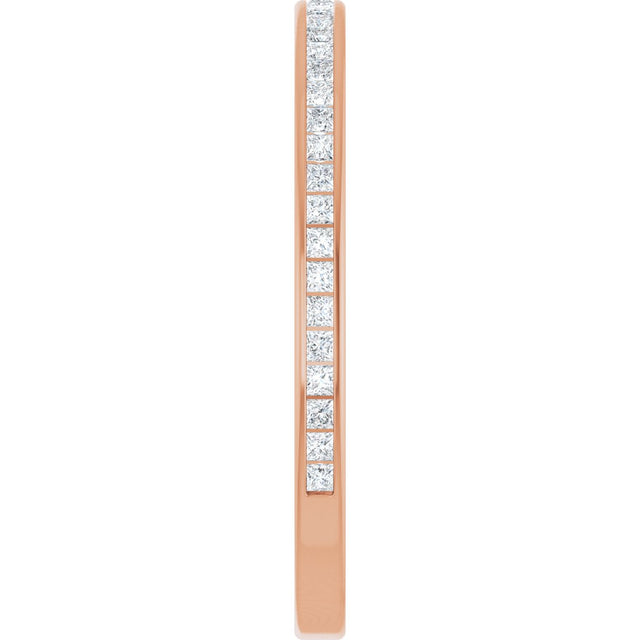 14K Gold Square Natural Diamond Channel-Set Anniversary Band – 1.5x1.5 mm Stones (3/4 CTW) - Rose Gold - view 4