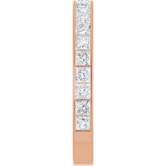 14K Gold Square Lab-Grown Diamond Channel-Set Anniversary Band – 3x3 mm Stones - Rose Gold - view 4