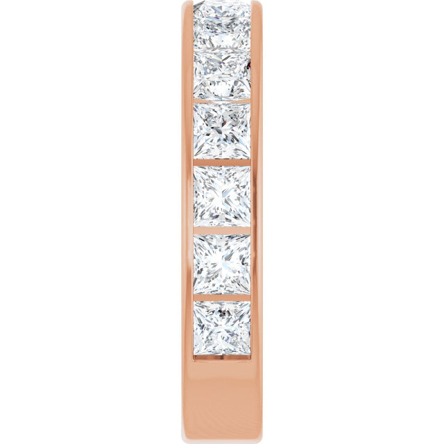 14K Gold Square Lab-Grown Diamond Channel-Set Anniversary Band – 3x3 mm Stones - Rose Gold - view 4