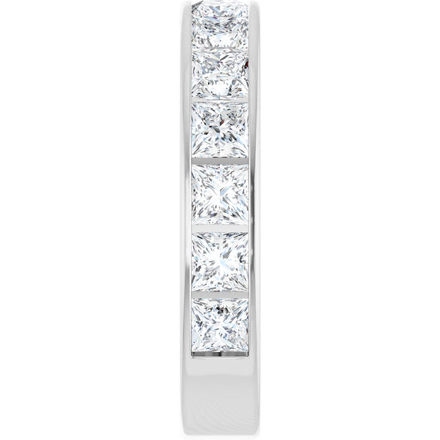 14K Gold Square Natural Diamond Channel-Set Anniversary Band – 3x3 mm Stones - White Gold - view 4