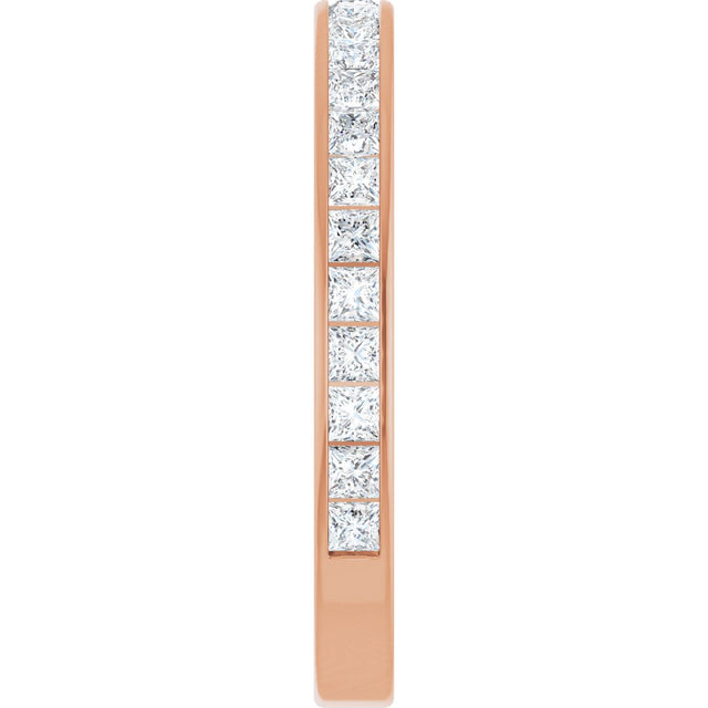 14K Gold Square Lab-Grown Diamond Channel-Set Anniversary Band – 2.25x2.25 mm Stones - Rose Gold - view 4