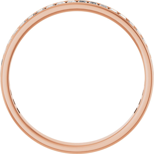 14K Gold Straight Baguette Natural Diamond Channel-Set Anniversary Band – 3x2 mm Stones (2 3/8 CTW) - Rose Gold - view 2