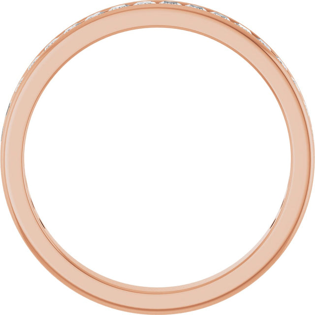 14K Gold Square Natural Diamond Channel-Set Anniversary Band – 1.75x1.75 mm Stones - Rose Gold - view 2