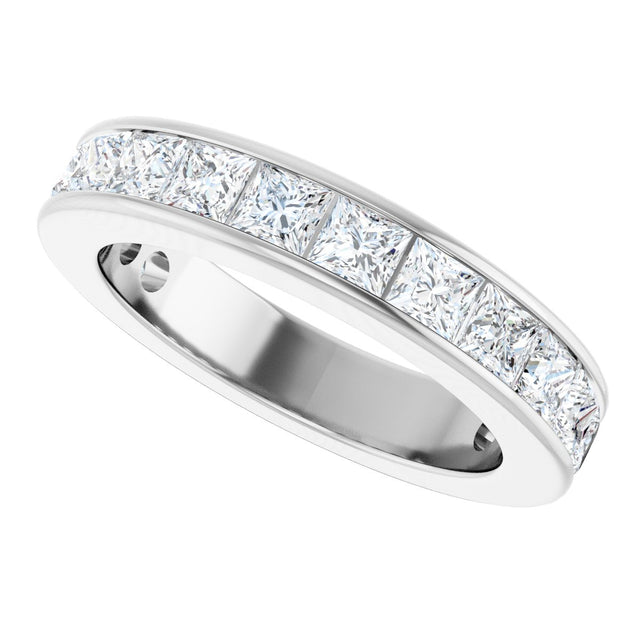 14K Gold Square Lab-Grown Diamond Channel-Set Anniversary Band – 2.5x2.5 mm Stones - White Gold - view 5