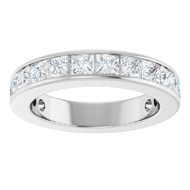 14K Gold Square Lab-Grown Diamond Channel-Set Anniversary Band – 2.5x2.5 mm Stones - White Gold - view 3