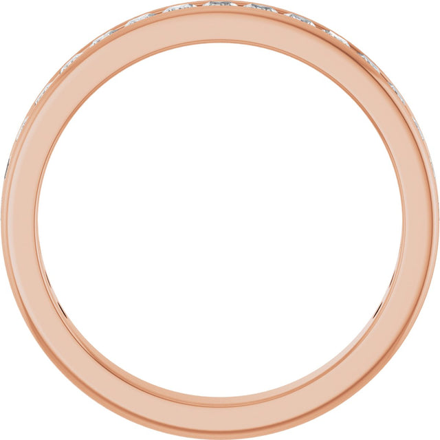 14K Gold Square Natural Diamond Channel-Set Anniversary Band – 1.75x1.75 mm Stones - Rose Gold - view 2