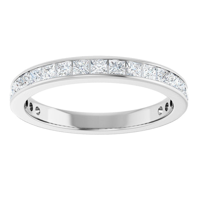 14K Gold Square Lab-Grown Diamond Channel-Set Anniversary Band – 2.5x2.5 mm Stones - White Gold - view 3