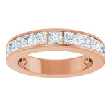 14K Gold Square Lab-Grown Diamond Channel-Set Anniversary Band – 3x3 mm Stones - Rose Gold - view 3