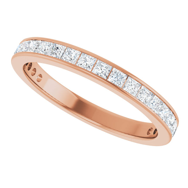 14K Gold Square Natural Diamond Channel-Set Anniversary Band – 2.5x2.5 mm Stones - Rose Gold - view 5