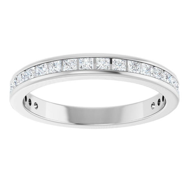 14K Gold Square Lab-Grown Diamond Channel-Set Anniversary Band – 1.5x1.5 mm Stones - White Gold - view 3
