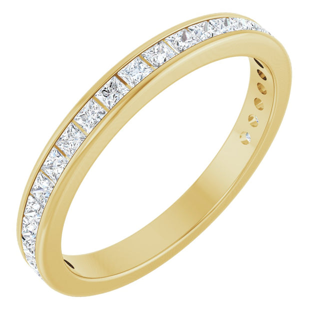 14K Gold Square Lab-Grown Diamond Channel-Set Anniversary Band – 1.75x1.75 mm Stones - Yellow Gold