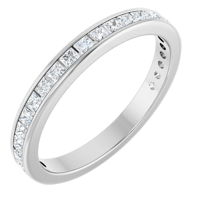 14K Gold Square Lab-Grown Diamond Channel-Set Anniversary Band – 1.75x1.75 mm Stones - White Gold