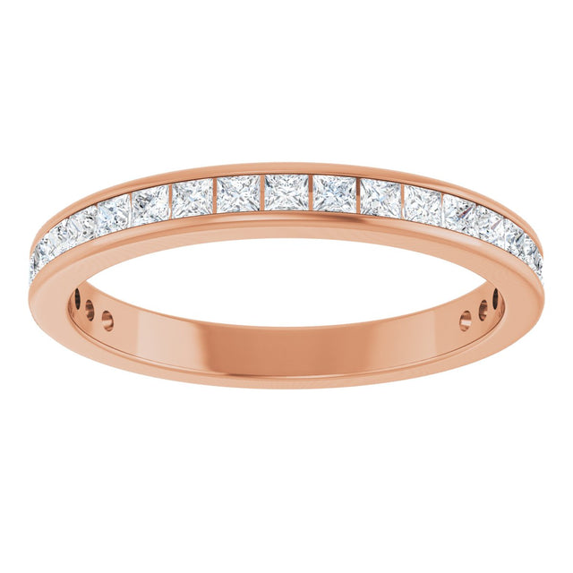14K Gold Square Natural Diamond Channel-Set Anniversary Band – 1.75x1.75 mm Stones - Rose Gold - view 3