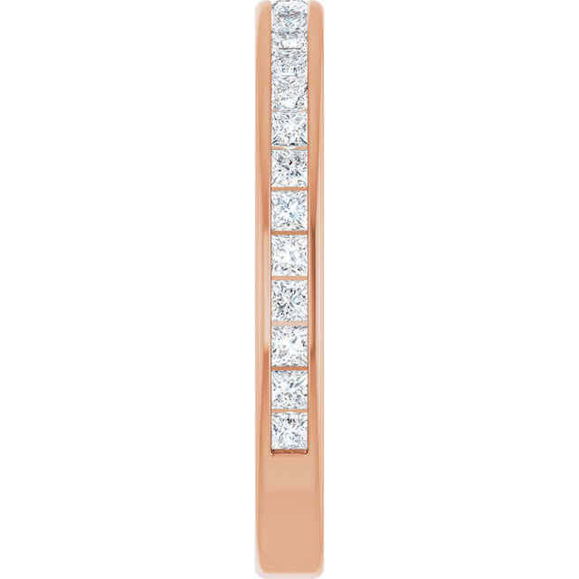 14K Gold Square Lab-Grown Diamond Channel-Set Anniversary Band – 1.5x1.5 mm Stones - Rose Gold - view 4