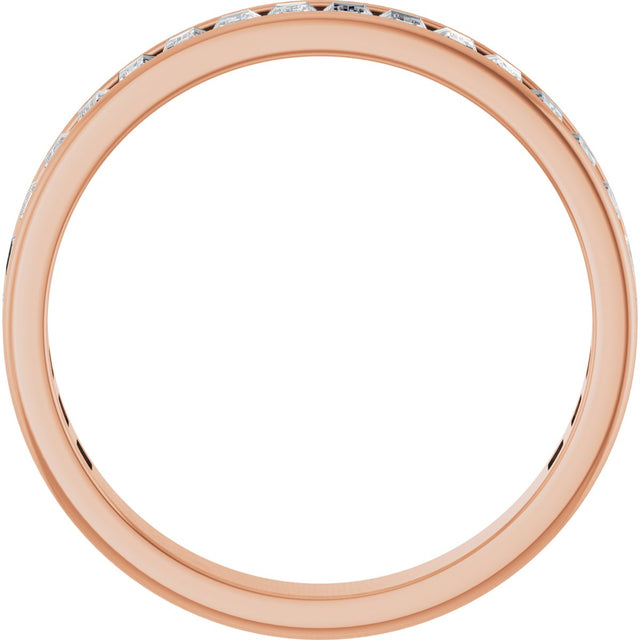 14K Gold Straight Baguette Lab-Grown Diamond Channel-Set Anniversary Band – 3x2 mm Stones - Rose Gold - view 2