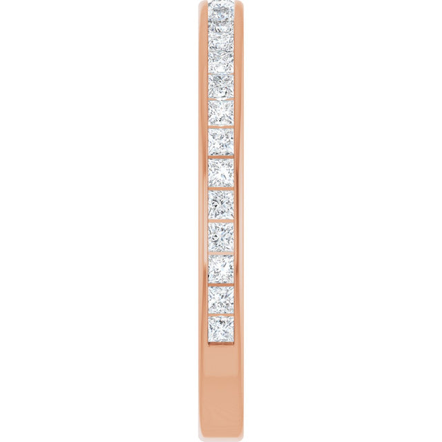 14K Gold Square Natural Diamond Channel-Set Anniversary Band – 1.75x1.75 mm Stones - Rose Gold - view 4