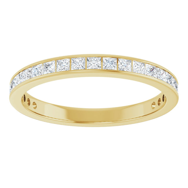 14K Gold Square Lab-Grown Diamond Channel-Set Anniversary Band – 2.5x2.5 mm Stones (2 1/3–2 3/8 CTW) - Yellow Gold - view 3