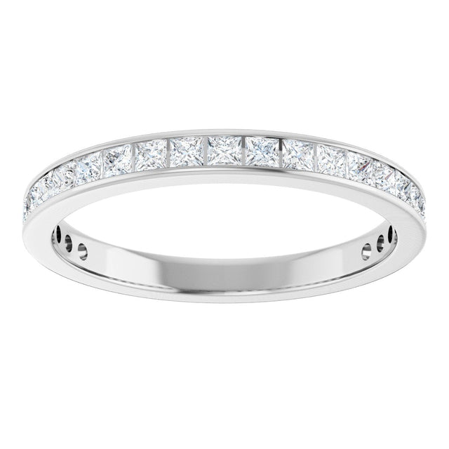 14K Gold Square Natural Diamond Channel-Set Anniversary Band – 2.5x2.5 mm Stones (2 1/3–2 3/8 CTW) - White Gold - view 3