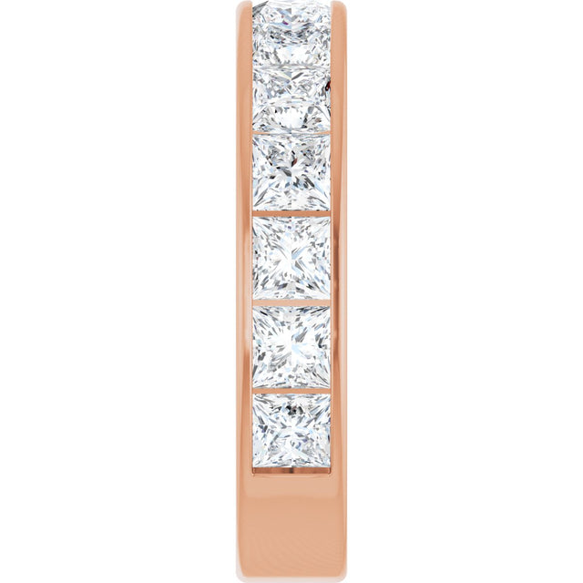 14K Gold Square Lab-Grown Diamond Channel-Set Anniversary Band – 3x3 mm Stones - Rose Gold - view 4