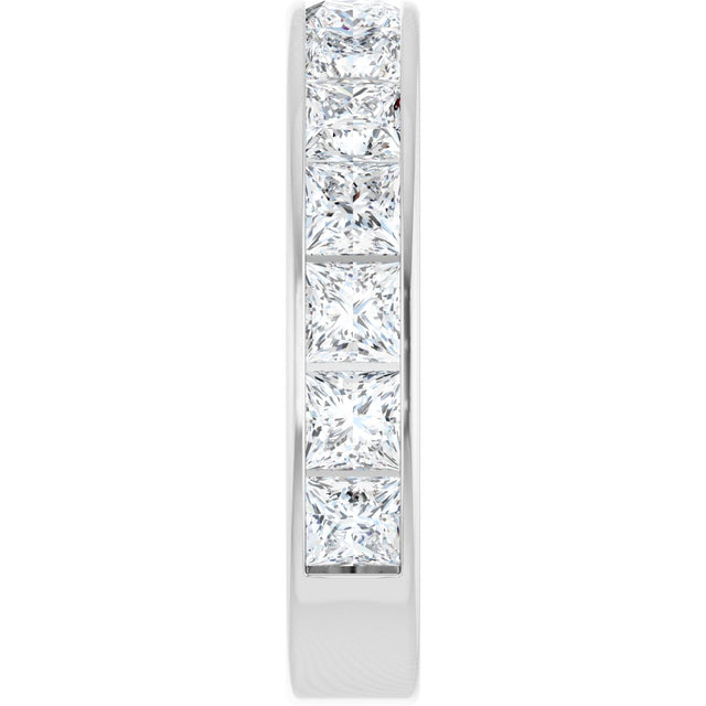 14K Gold Square Lab-Grown Diamond Channel-Set Anniversary Band – 3x3 mm Stones - White Gold - view 4