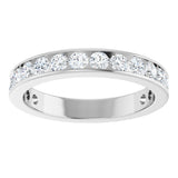 14K Gold Round Lab-Grown Diamond Channel-Set Anniversary Band – 3 mm Stones - White Gold - view 3