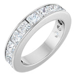 14K Gold Square Lab-Grown Diamond Channel-Set Anniversary Band – 3x3 mm Stones - White Gold