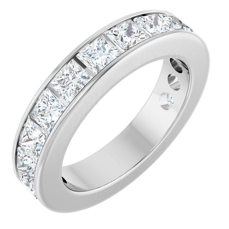 14K Gold Square Lab-Grown Diamond Channel-Set Anniversary Band – 3x3 mm Stones - White Gold