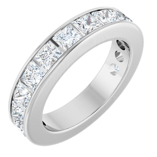 14K Gold Square Lab-Grown Diamond Channel-Set Anniversary Band – 3x3 mm Stones - White Gold