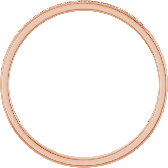 14K Gold Square Natural Diamond Channel-Set Anniversary Band – 1.5x1.5 mm Stones (3/4 CTW) - Rose Gold - view 2