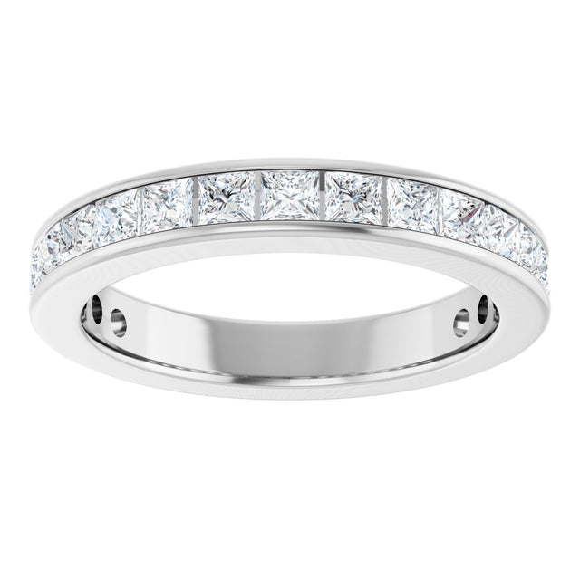 14K Gold Square Lab-Grown Diamond Channel-Set Anniversary Band – 2.25x2.25 mm Stones - White Gold - view 3