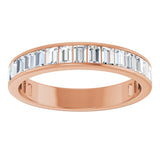14K Gold Straight Baguette Natural Diamond Channel-Set Anniversary Band – 3x2 mm Stones - Rose Gold - view 3