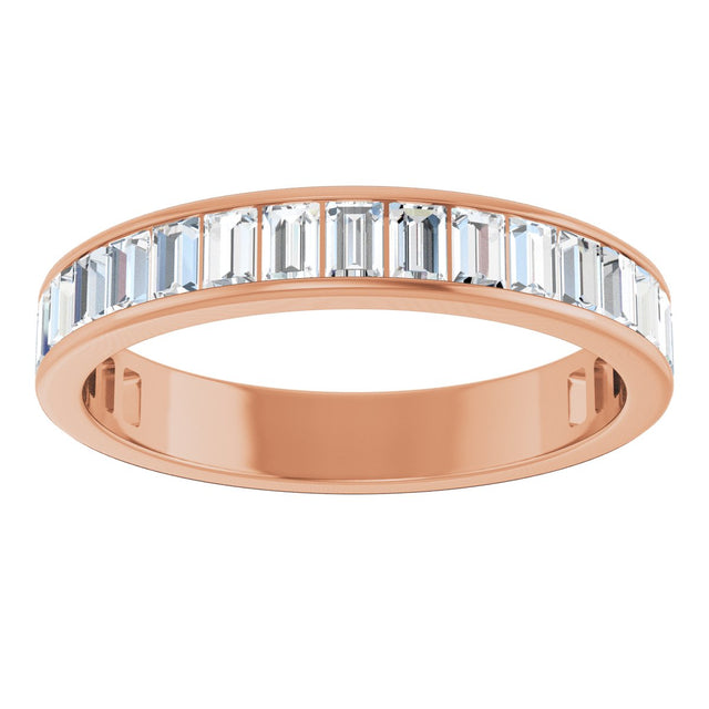14K Gold Straight Baguette Lab-Grown Diamond Channel-Set Anniversary Band – 3x2 mm Stones - Rose Gold - view 3