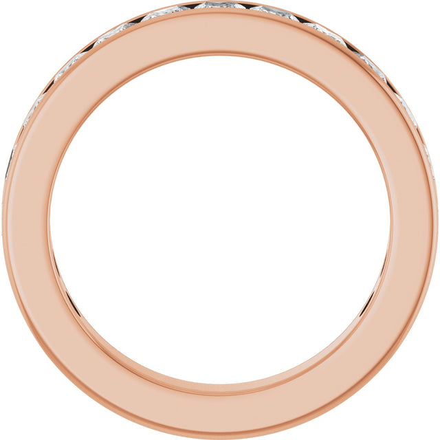 14K Gold Square Lab-Grown Diamond Channel-Set Anniversary Band – 3x3 mm Stones - Rose Gold - view 2