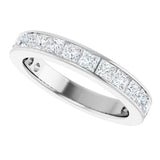 14K Gold Square Lab-Grown Diamond Channel-Set Anniversary Band – 3x3 mm Stones - White Gold - view 5