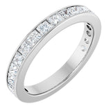 14K Gold Square Lab-Grown Diamond Channel-Set Anniversary Band – 3x3 mm Stones - White Gold