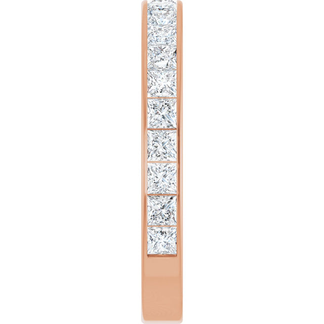 14K Gold Square Lab-Grown Diamond Channel-Set Anniversary Band – 3x3 mm Stones - Rose Gold - view 4