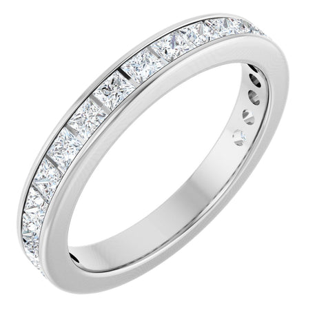 14K Gold Square Lab-Grown Diamond Channel-Set Anniversary Band – 2.25x2.25 mm Stones - White Gold
