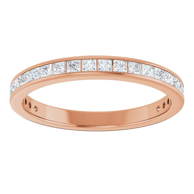 14K Gold Square Lab-Grown Diamond Channel-Set Anniversary Band – 2x2 mm Stones - Rose Gold - view 3