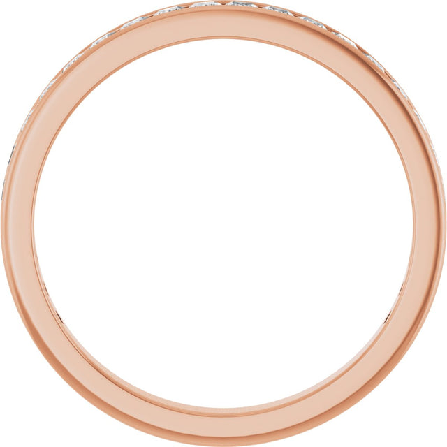 14K Gold Square Lab-Grown Diamond Channel-Set Anniversary Band – 2x2 mm Stones - Rose Gold - view 2