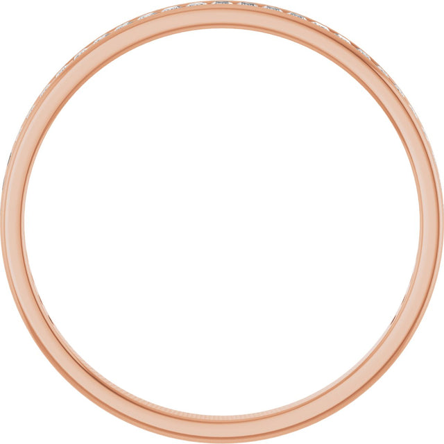 14K Gold Square Natural Diamond Channel-Set Anniversary Band – 1.5x1.5 mm Stones (3/4 CTW) - Rose Gold - view 2