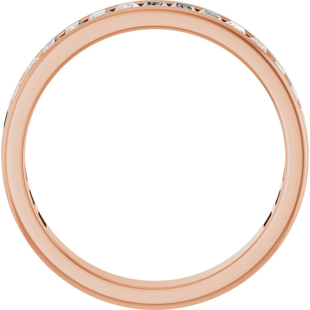 14K Gold Straight Baguette Natural Diamond Channel-Set Anniversary Band – 3x2 mm Stones - Rose Gold - view 2