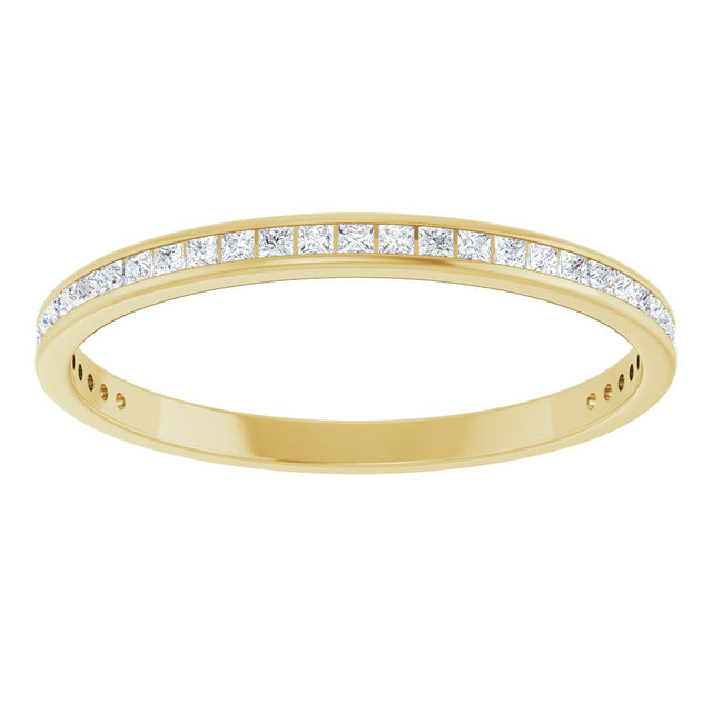 14K Gold Square Natural Diamond Channel-Set Anniversary Band – 1.5x1.5 mm Stones (3/4 CTW) - Yellow Gold - view 3