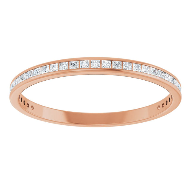 14K Gold Square Natural Diamond Channel-Set Anniversary Band – 1.5x1.5 mm Stones (3/4 CTW) - Rose Gold - view 3